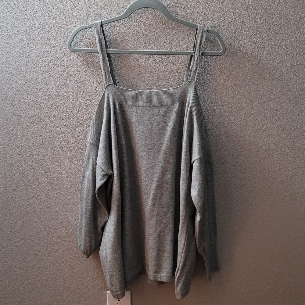 Gray cold shoulder sweater
